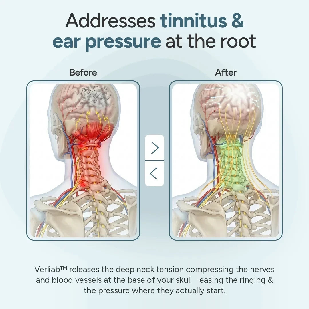 Addresses tinnitus and ear pressure at the root - before and after