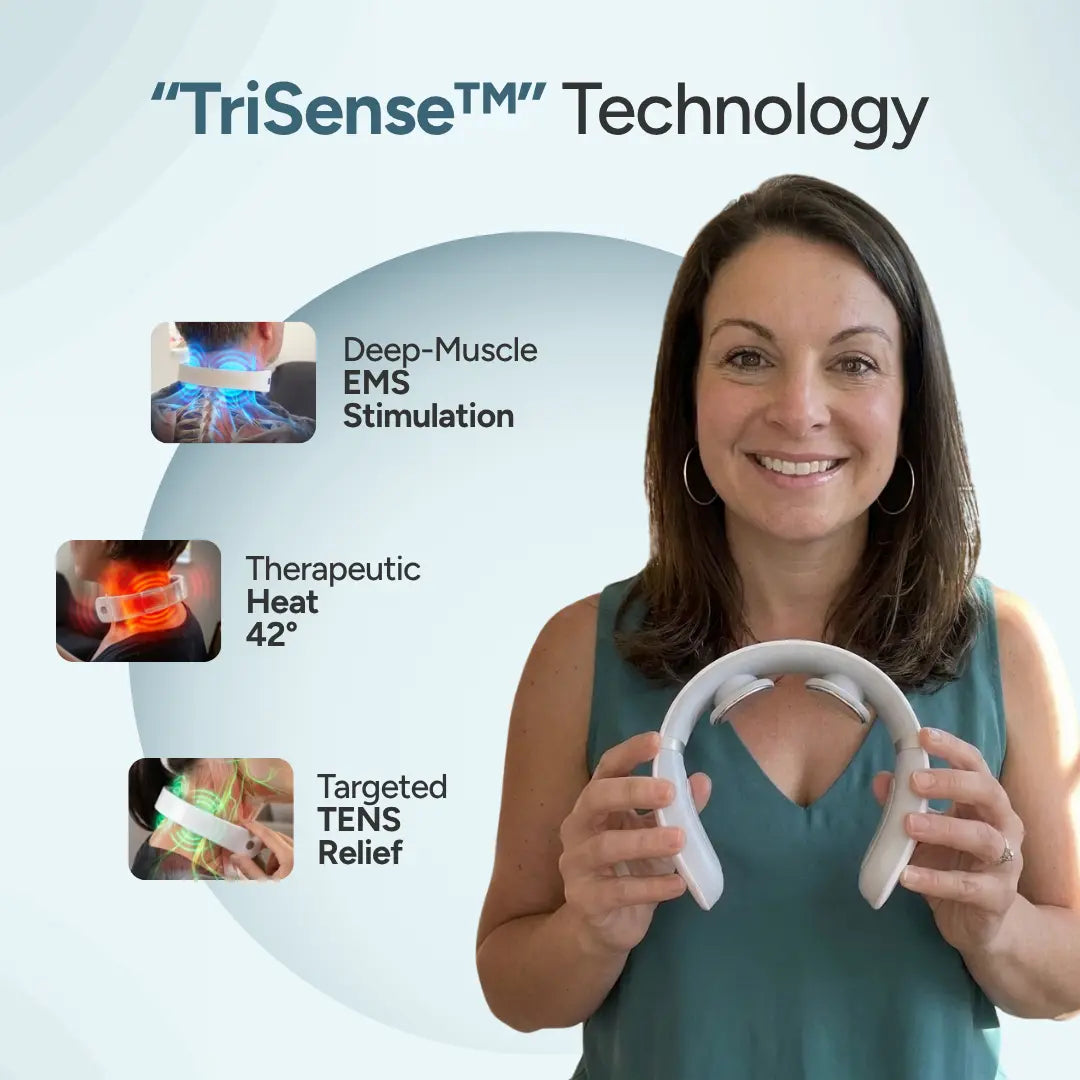 TriSense Technology: EMS, therapeutic heat 42° and TENS